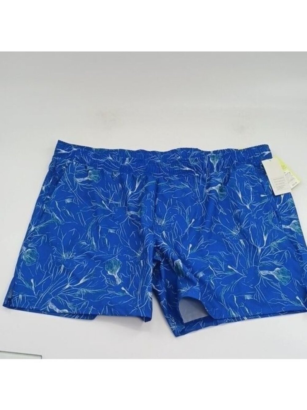 All In Motion Men's Swim Trunks Blue 2XL Floral UV Protect Recycled Polyester
